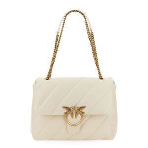 PINKO Women's Quilted Shoulder Bag with Love Birds Clasp Women WHITE Shoulder